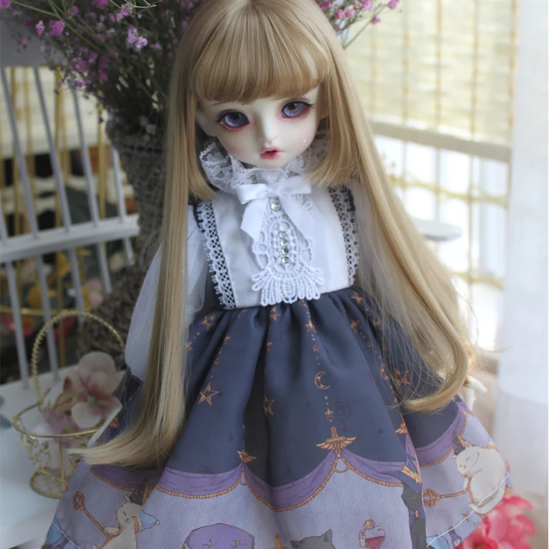 1/4 1/6 BJD dress cute simple clothes with print for blyth 1/6 1/4 BJD SD doll accessories doll dress+hair decoration