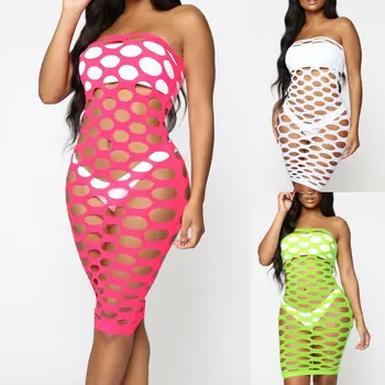 

Women Off Shoulder Beach Cover Up Bikini Swimsuit Cover Up Hollow Out Beach Dress Bodycon Bathing Suit Beachwear