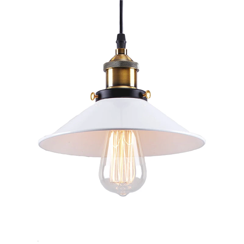 

Black/White Vintage Pendant Lamp American Industrial Pendant Light for Kitchen Restaurant Bar Retro Loft Hanging Lamp E27
