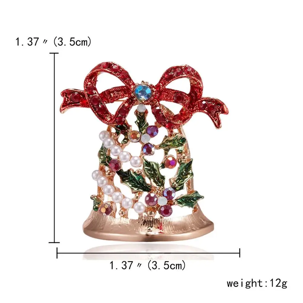 Rinhoo модные рождественские булавки, подарки, рождественские колокольчики, венок, снежинка, звезда, хрустальные броши для женщин, цветная Новогодняя брошь - Окраска металла: 8
