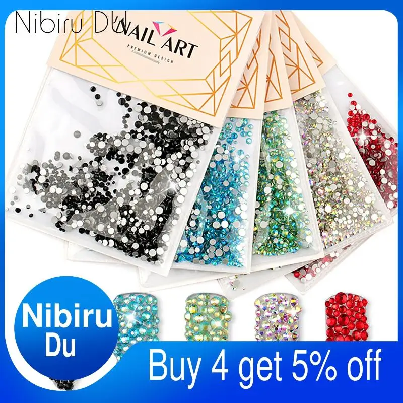 

1080 Pcs Mixed Sizes Nail Rhinestone Crystals Strass Stones Colorful Glass Rhinestones For Nails Art 3D Decoration Accessories