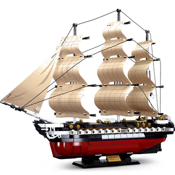

NEW Sailing Frigate Building Blocks Educational Toys Ancient Battleship Pirate Ship Model Bricks For Children Christmas Gifts
