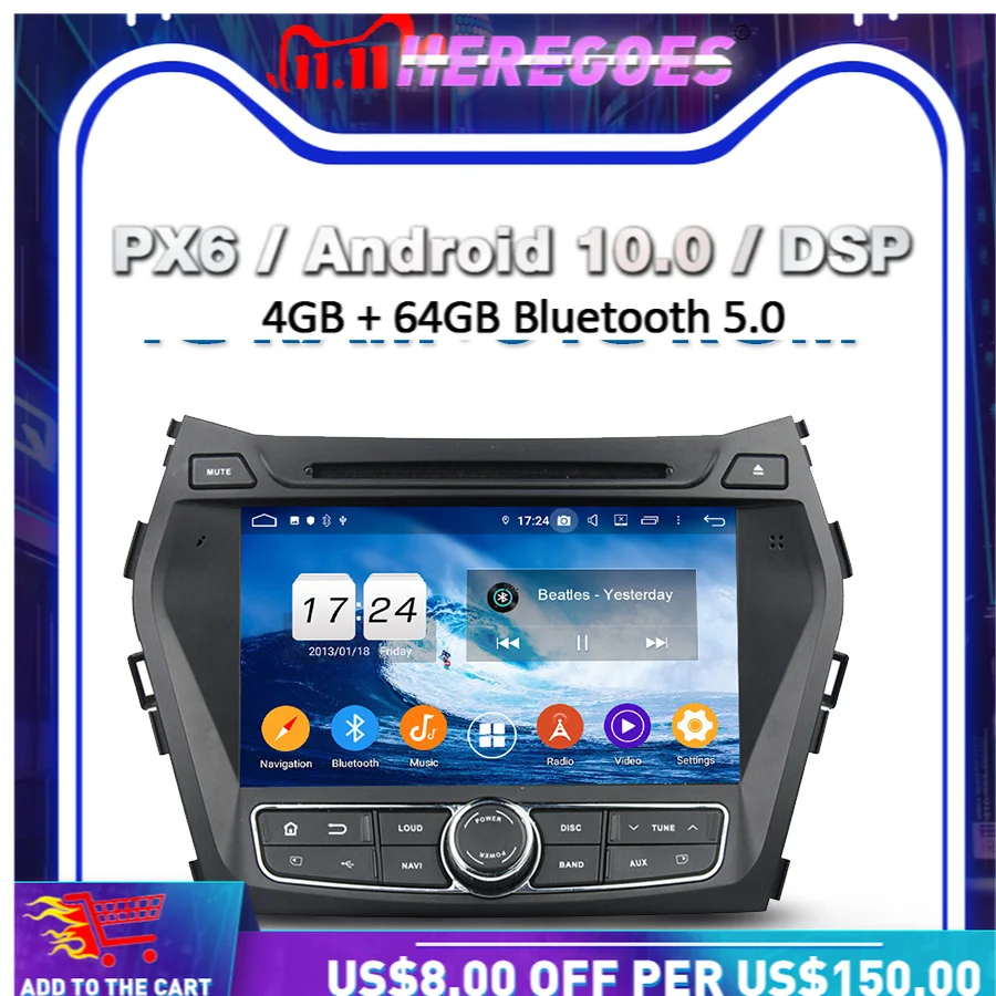 1280*720 PX6 автомобильный dvd-плеер DSP TDA7851 Android 10 0 64G + 4G LTE GPS карта WIFI Bluetooth 5 для Hyundai IX45