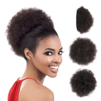 

Large Puff Afro Curly Ponytail Drawstring High Temperature Fiber 8inch long Kinky Curly Clip in on Synthetic Hair Bun