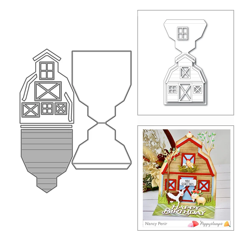 

2021 New 3D Country House Barn Craft Metal Cutting Dies for Making Christmas Card and Scrapbooking Decoration Embossing No Stamp