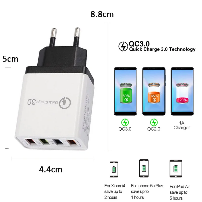 Быстрая зарядка 3 0 USB зарядное устройство для Samsung Huawei Xiaomi M QC EU настенное