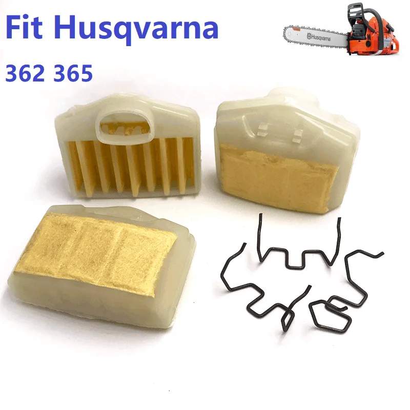 Kit de resorte y elemento de filtro de aire para motosierra HUSQVARNA, pieza de repuesto 365, 362, 371, 372, 372XP, 503814502, 73, 54, 01, 3 uds.|Accesorios para herramientas -