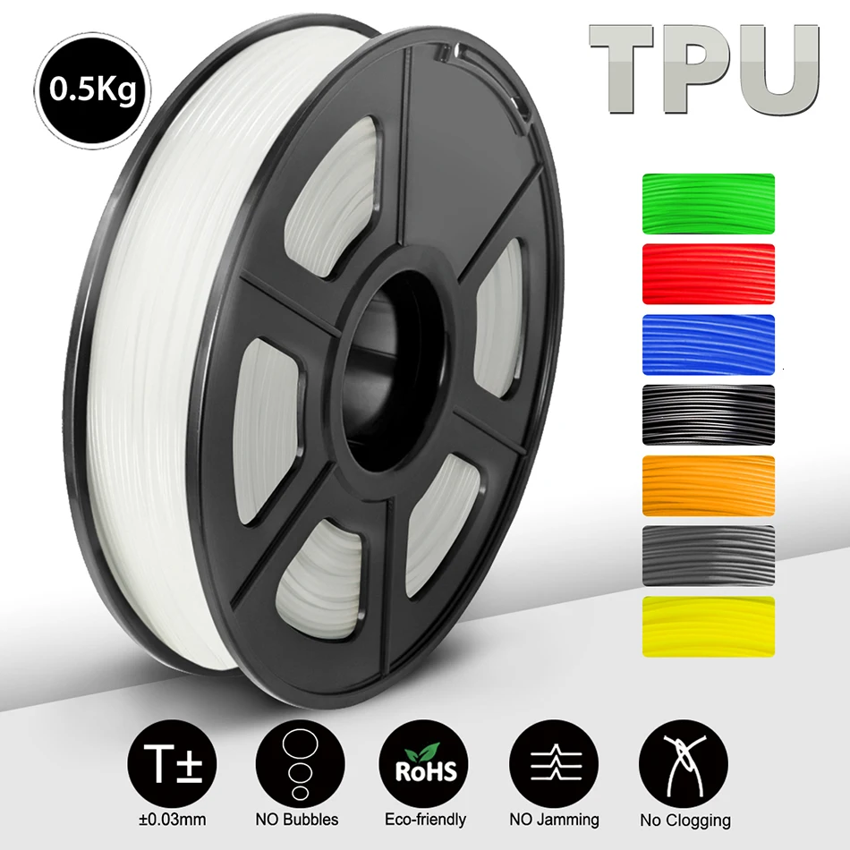

Filament 3d TPU 1.75MM 3D Printer Filament 0.5kg Non-toxic Flexible TPU 3d Printing Material Dimension Accuracy +/-0.02mm Refill