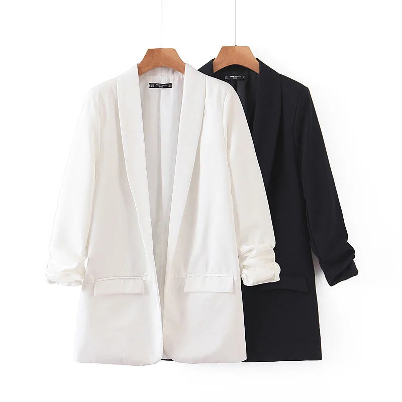 OMIKRON новые модные офисные женские белые однобортные Костюмы Блейзер Feminino Куртка Карманы бизнес Femme Блейзер Mujer