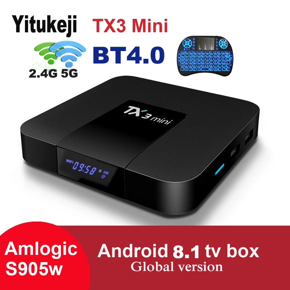 Четырехъядерный 2G RAM 16GB ROM 2 4G 5G Wifi BT4.0 телеприемник медиаплеер Youtube Amlogic S905W 4k Android 8 1