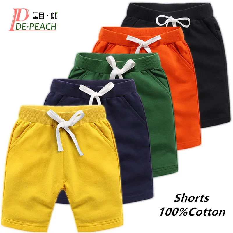 

DE PEACH Unisex Summer Cotton Baby Boys Shorts Pants Teenager Kids Boys Girls Solid Casual Shorts For 1-12Years Children Clothes