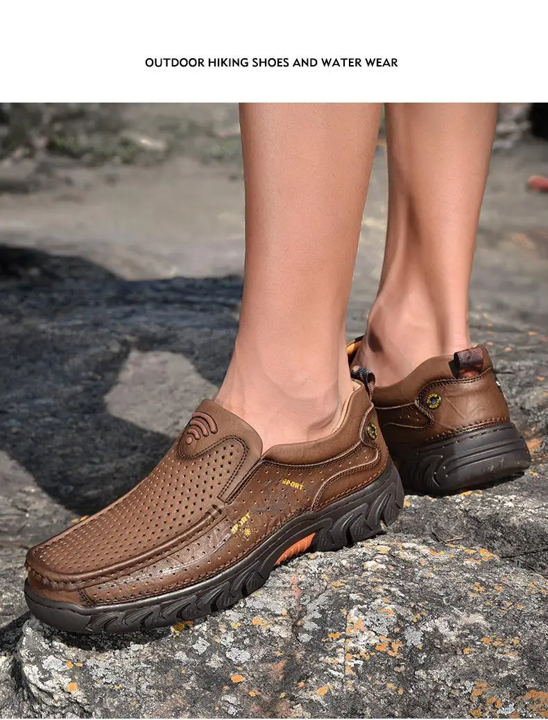 Breathable Casual Shoes Men Leather Shoes Comfortable Outdoor Footwear Men Loafers Shoe Genuine Leather Flats Mocassins 2020