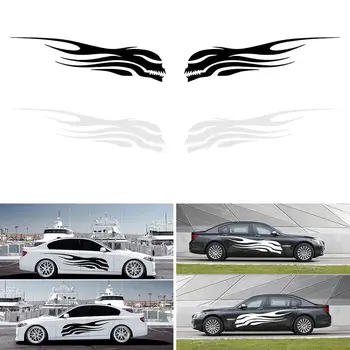 

2Pcs Universal Vinyl Decals Flame Totem Automobile Stickers Stripe Graphic Body Decals Car Decoration Long Striped Stickers