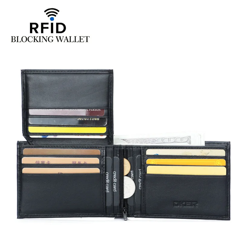 RFID мужской кошелек, мульти-карта, держатель для карт, натуральная кожа, противоугонная кисть, тройное сложение, кошелек для монет, Ретро стиль, мужской короткий клатч