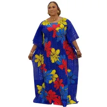 

New African Clothing Stylish Dashiki Abaya Plus Free Size Maxi Dresses + Inside 2 Piece Cotton Lace Boubou For Ladies Women Gown