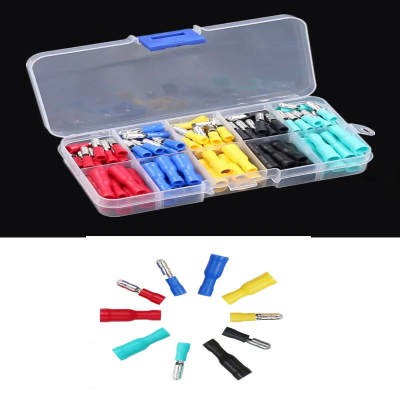 

100PCS bullet head male and female butt joint set Pluggable cold-pressed terminal set Interior Accessories Auto Fastener Clip