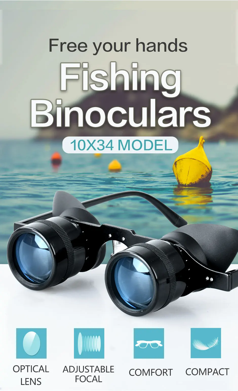 Бинокль для рыбалки, портативный рыболовный телескоп, 10x зум, лупа, телескоп, ночное видение, бинокль для рыбалки, охоты, на открытом воздухе