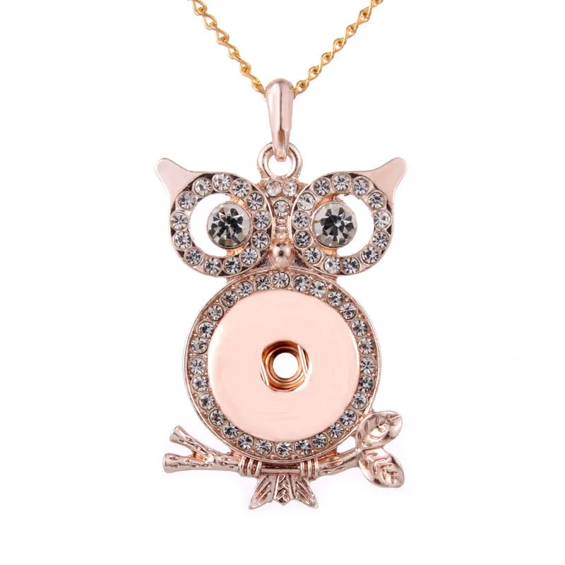 

Boom Life Snap Jewelry Crystal Rose Gold Owl Snap Button Necklace For Women Fit 18mm 20mm Snap Buttons Jewelry Snaps Necklaces