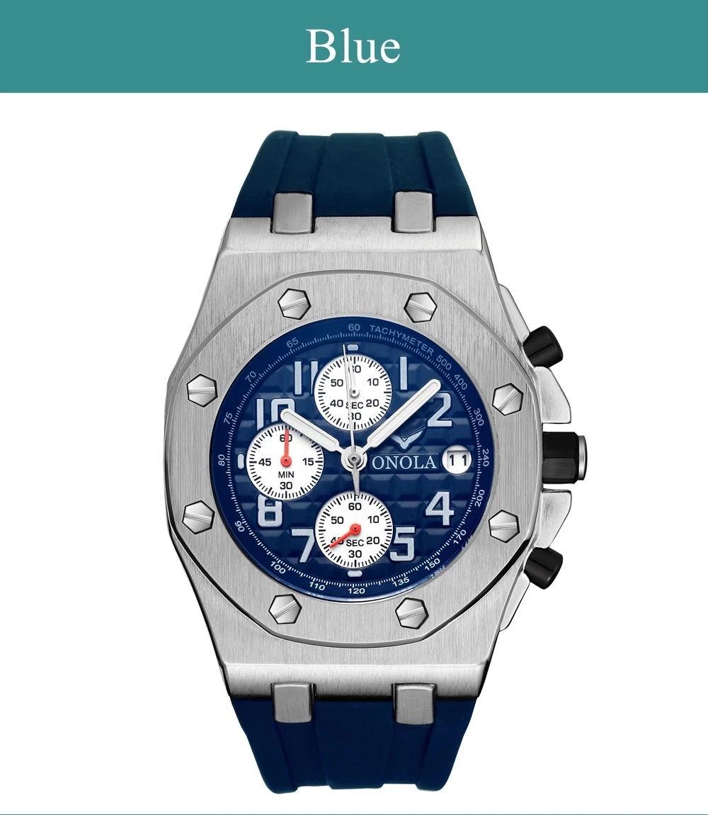 ONOLA Роскошные брендовые модные повседневные спортивные военные мужские часы многофункциональные водонепроницаемые аналоговые часы дизайнерские мужские часы