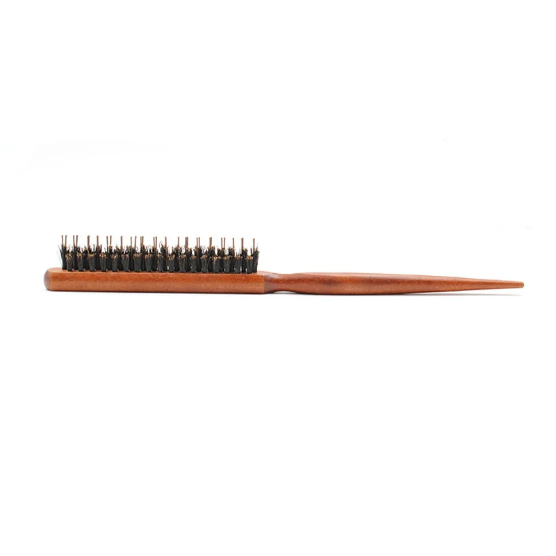 1Pcs High Quality Wood Handle Natural Boar Bristle Hair Brush Fluffy Comb Hairdressing Barber Hair Styling 3