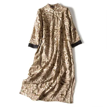

Vintage Real Silk Dress Women Summer Spring Clothes 2020 Korean Elegant Floral Loose Vestidos Fashion Ladies Party Dresses A1079
