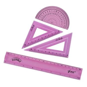 

uxcell Flexible Measuring Tool Set with Protractor 30/60 45 Triangle Ruler 20cm 8 Inch Straight Ruler for classroom office