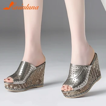 

karinluna New Arrival On Sale Genuine Leather Wedges Plartform Sandals Real Leather High Heels 11 cm women shoes