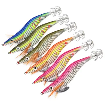

6Pcs Wood Shrimp Bait Fishing Lure Prawn Tackle Hooks Bait Tackle For Cuttlefish Octopus