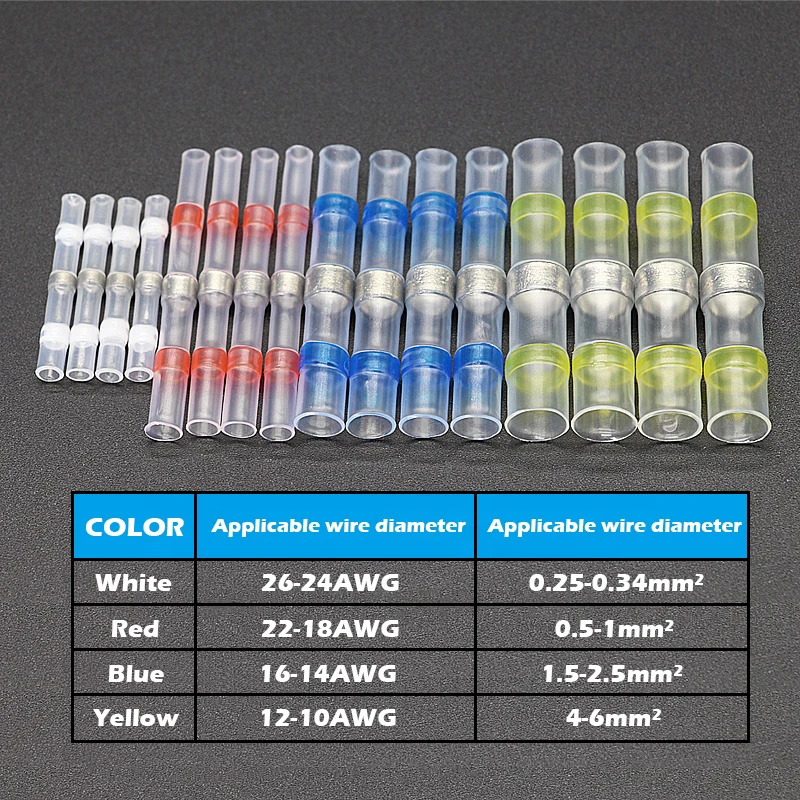 

10PCS Waterproof Heat Shrink Electrical Wire Connectors Soldering Seal Sleeve Splice Terminals Butt Connectors Kit Assortment