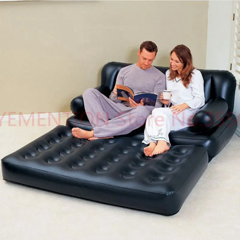 

two people seat large bean bag lounger, solid black inflatable air sofa,living room couch sofa,indoor furniture set 5pcs