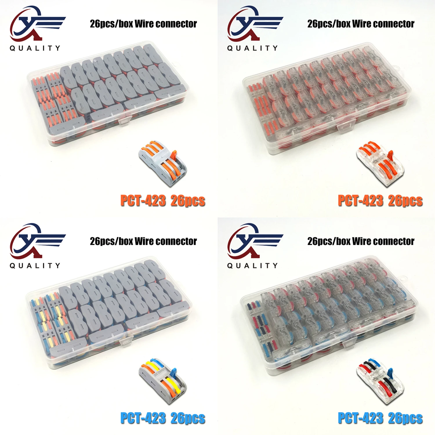 

26pcs/box wire connector set box universal compact terminal block lighting wire connector for 3 room hybrid quick connector