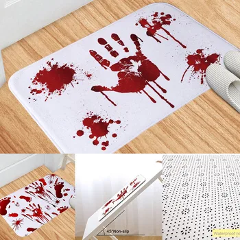 

Soft Halloween Style Rug Decoration Blood Footprints Non-slip Mat Bathroom Carpets HUG-Deals