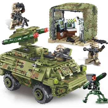

SEMBO WW2 Military Weapon Iron Blood Reload Red Arrow Missile Vehicle Trucks Model Building Block Figures DIY Toys for Kids