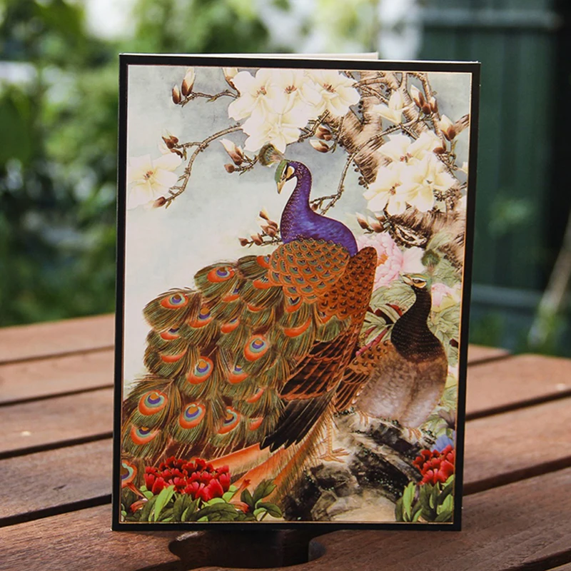  Bronzing Cover 3D Greeting Card Handmade Paper-cut PeacockTail Bloom Greeting Card Wedding Birthday - 4.00017E+12
