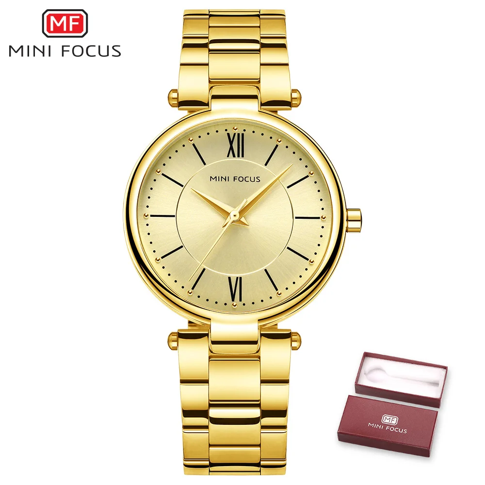 Мини фокус женские часы розовое золото нержавеющая сталь 30 м водонепроницаемый бренд Роскошные модные повседневные кварцевые наручные часы Relogio Feminino - Цвет: gold watch