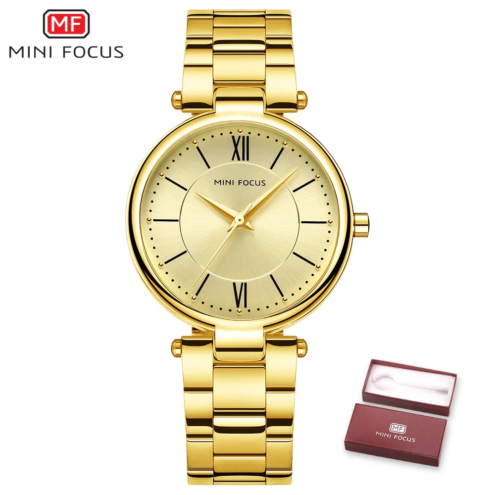 gold watch Мини фокус женские часы розовое золото нержавеющая сталь 30 м водонепроницаемый бренд Роскошные модные повседневные кварцевые наручные часы Relogio Feminino - Цвет: gold watch