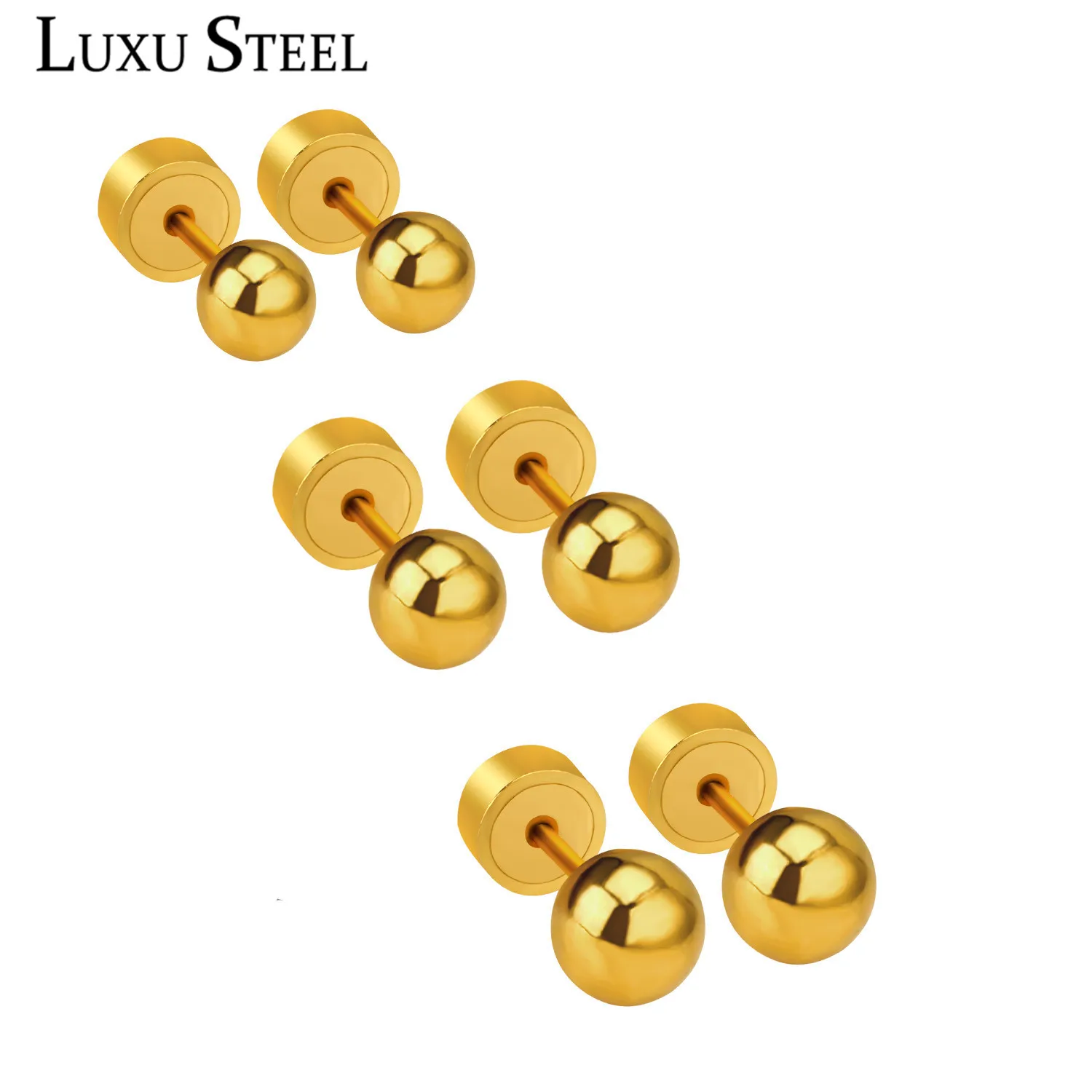 LUXUSTEEL мужские серьги размер 3 мм 4 5 круглый шар титановая сталь гвоздики Collier Party