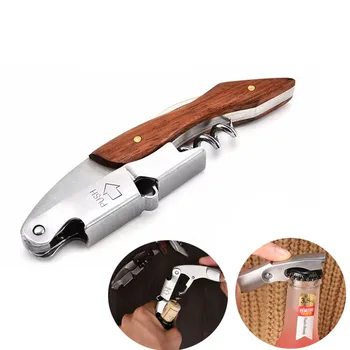 

Professional Wood Handle Red Wine Opener Beer Corkscrew Multifunction Portable Screw Bottle Opener Kitchen Bar Opener Tools