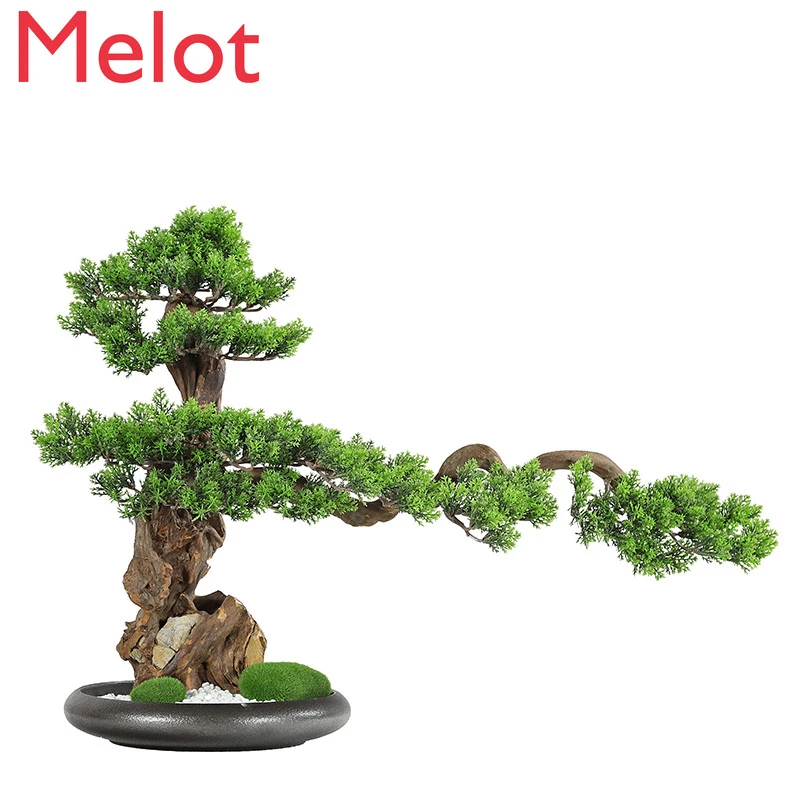 

Indoor Soft Decoration Home Artificial Greeting Pine Zen Hallway Bonsai Light Luxury Hotel Club Office Ornaments Home Decore