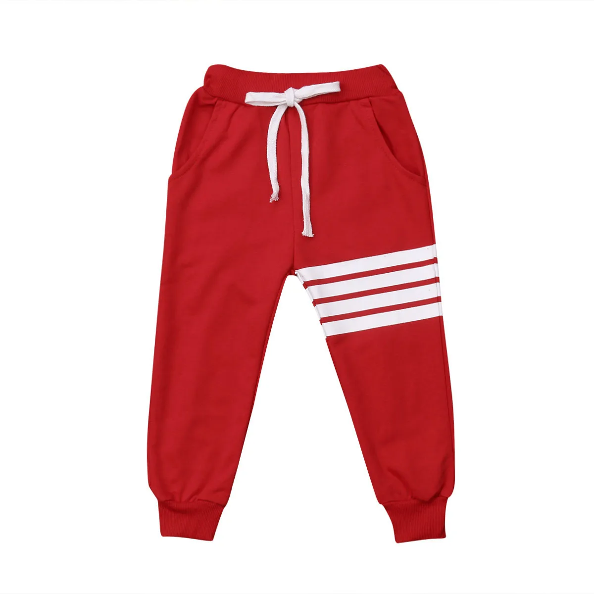 США; Детские хлопковые спортивные штаны в полоску для маленьких мальчиков и девочек; повседневные спортивные штаны; брюки; США - Цвет: Красный