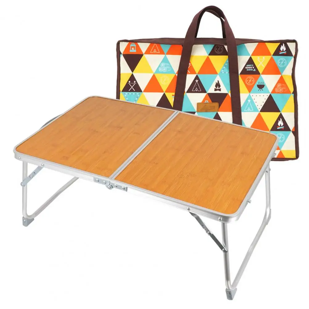 Portable Folding Table Furniture Barbecue Multifunctional Small Collapsible Bamboo Table for Outdoor Camping
