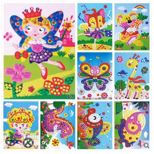 1pcs 3D Mosaico de Cristal Adesivos Art Crianças EVA Puzzle De Espuma DIY Criativo Educacional Brinquedos Para O Miúdo 12 Estilo Fundo selecionar