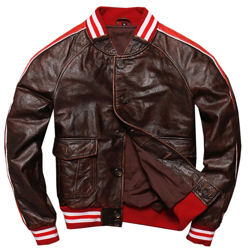 

European Real Cow Leather Jacket Winter Trench Coat Automotive Mans Genuine Leather Jacket Button Down Fashion Streetwear A800