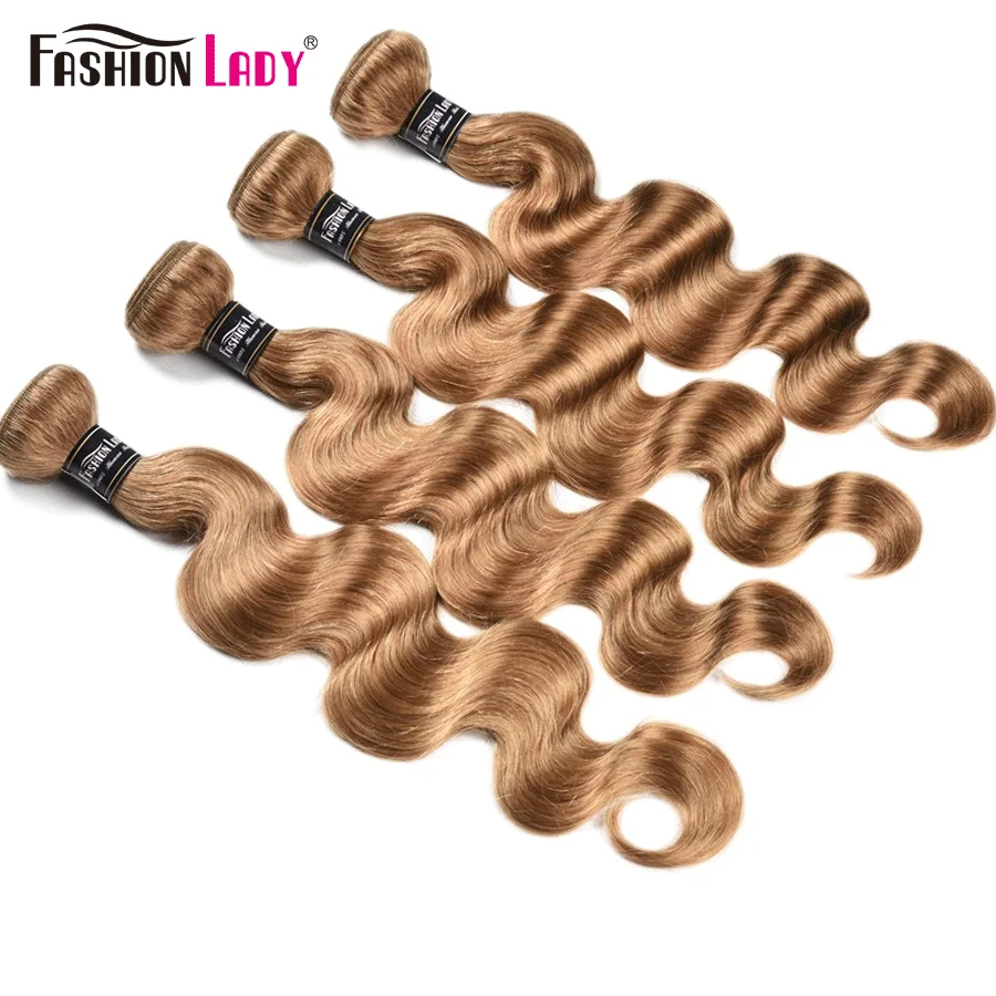 Fashion Lady Pre-Colored Peruvian Hair 3/4 Bundles Human Hair Body Wave Bundles 27# Dark Blonde Non-remy Extension