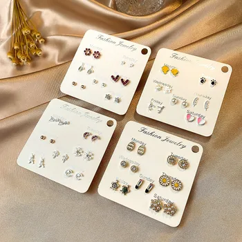 

Luokey Korean Style Women Mini Crystal Earrings Small Heart Unicorn Rainbow Star Moon Stud Earrings Statement Female Ear Jewelry