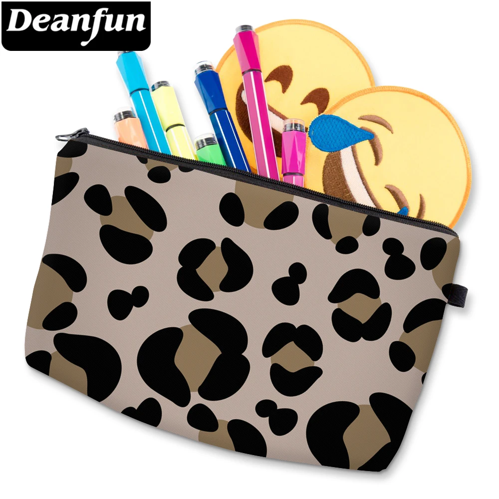 Женская косметичка с леопардовым принтом Deanfun вместительная коричневая
