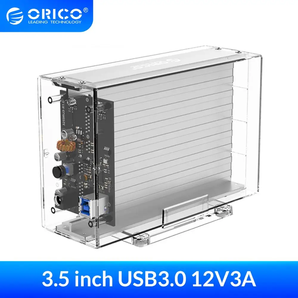 Корпус ORICO для жесткого диска 3 5 дюйма 2 отсека прозрачный SATA на USB тип B с
