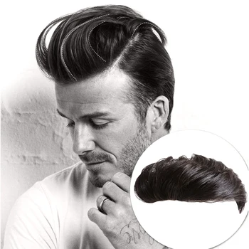 

AIYEE Human Hair Toupee for Men with Transparent Thin Skin PU Hair Wig Hair Toupee Three Style for Man Handsome Top Replacement