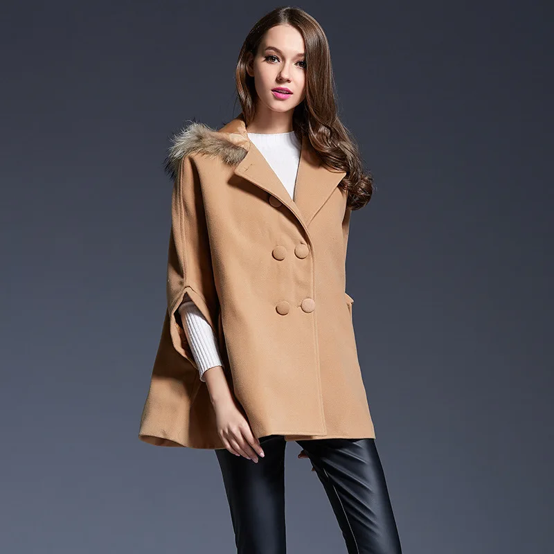 

2017 Autumn And Winter New Style Korean-style Woolen Jacket Women's Mid-length Cloak Shawl Loose-Fit Plaids And Tweedst
