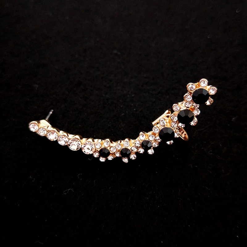 EAR8876BK Новинка, клипса Brincos, серьги, Кристальные, цветные, стразы, для ушей, кость, манжета, левое ухо, клипсы, серьги для женщин, ювелирные изделия, вечерние, аксессуары, 1 шт - Окраска металла: EAR8876BK